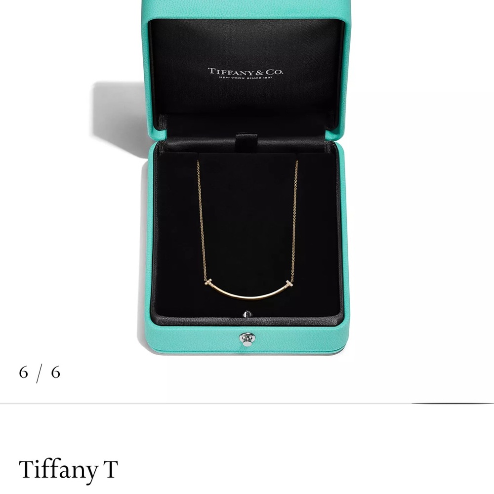 Tiffany & Co. T Gold Curve Necklace with Diamonds